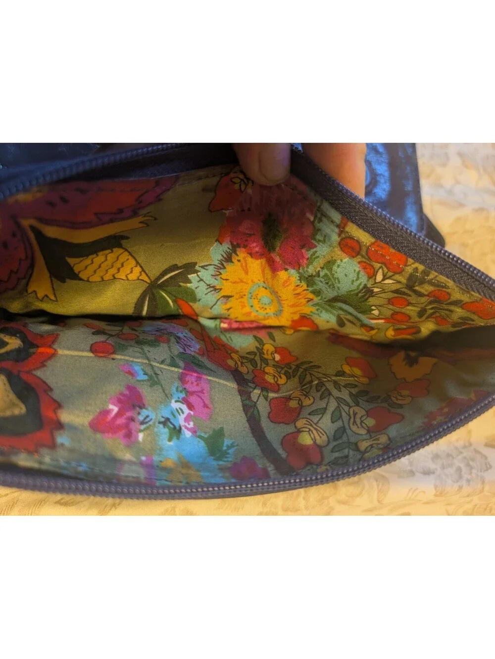 Latigo Black Leather Women's Wallet with Floral Interior